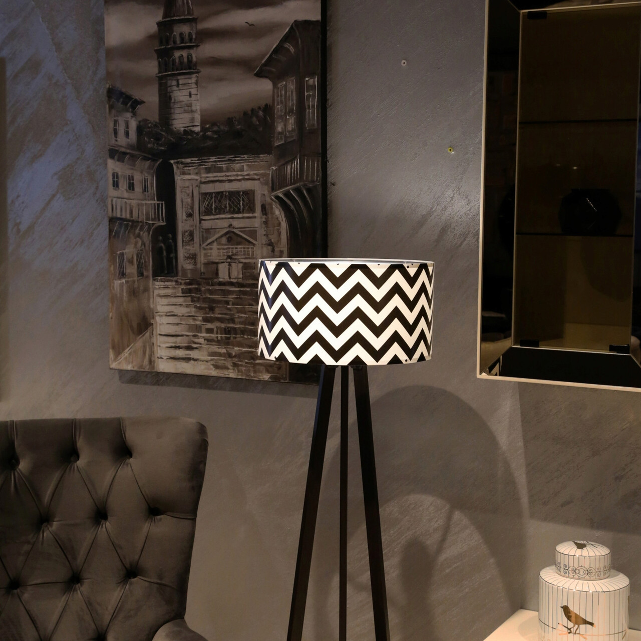 Lampadar, Opviq, 780SGN4443, Alb/Negru - imagine 4